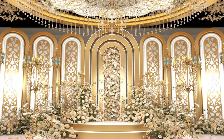 嘉祥香槟色调婚礼堂效果展示